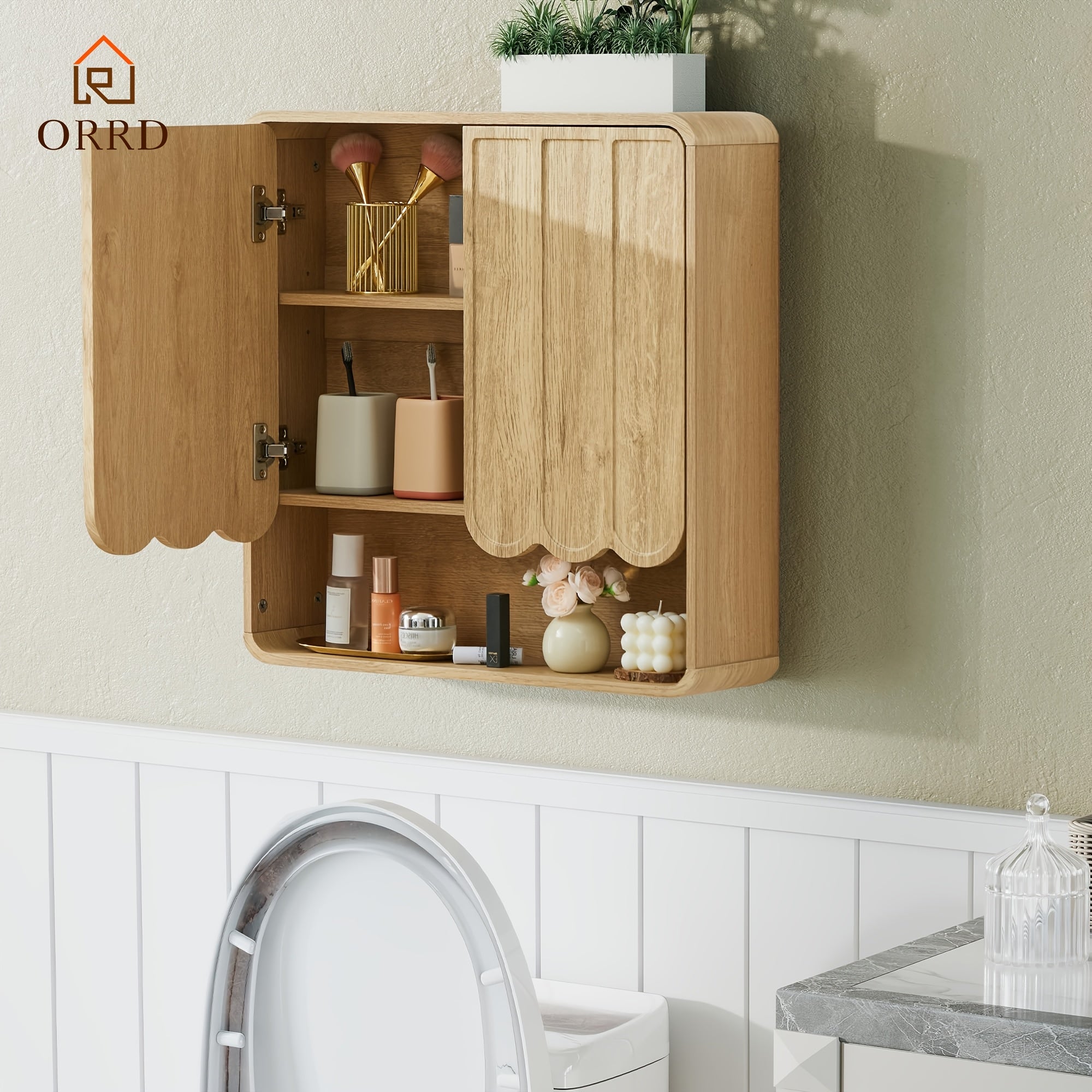 Wall-Mounted Storage Cabinet for The Bathroom, Featuring an Adjustable Shelf, Suitable for Use Over The Toilet in Bathrooms, Laundry Rooms, Kitchens, And Living Rooms