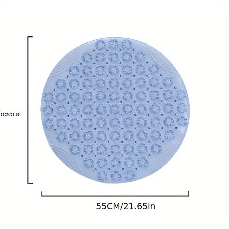 Shower Mat, 22 Inch Round Shower Stall Mat, PVC Bathtub Mat, Non Slip Bath Mat with Suction Cups And Drain Holes, Machine Washable for Bathroom Bathtub Swimming Pool, Foot Massage, Octopus Suckers