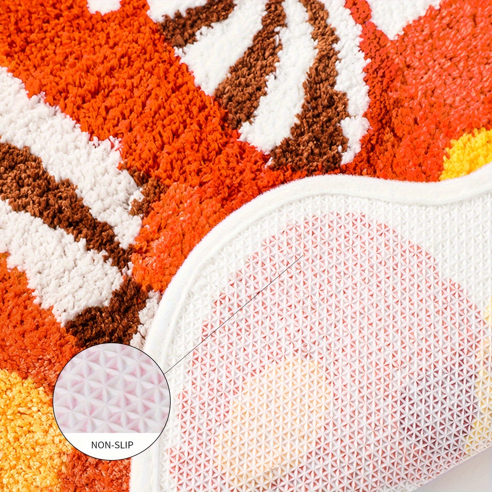 FANCGUY Non-Slip Mushroom Bath Rug - Soft & Fluffy Tufted Polyester Shower Mat, Machine Washable, Water Absorbent, Universal Holiday, Polygonal Shape, TPR Backing, Lightweight - Cute Home Decor Bathroom Accessory