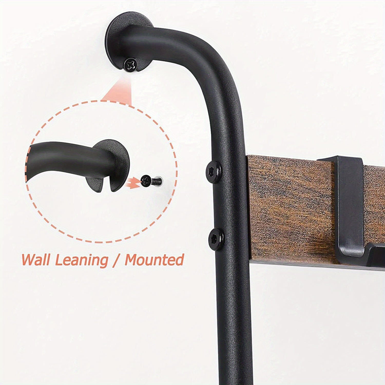 Five-Tier Blanket Ladder with Ten Detachable Hooks, Designed in a Farmhouse Style for Use in Living Rooms Or Bathrooms, Serving As a Decorative Wall-Mounted Wooden Rack for Quilts And Towel Drying