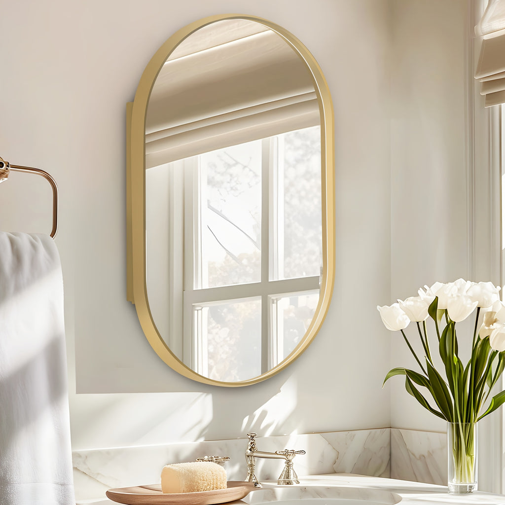 SOGES Medicine Cabinet Mirror with 2 Adjustable Storage Shelves, 34\