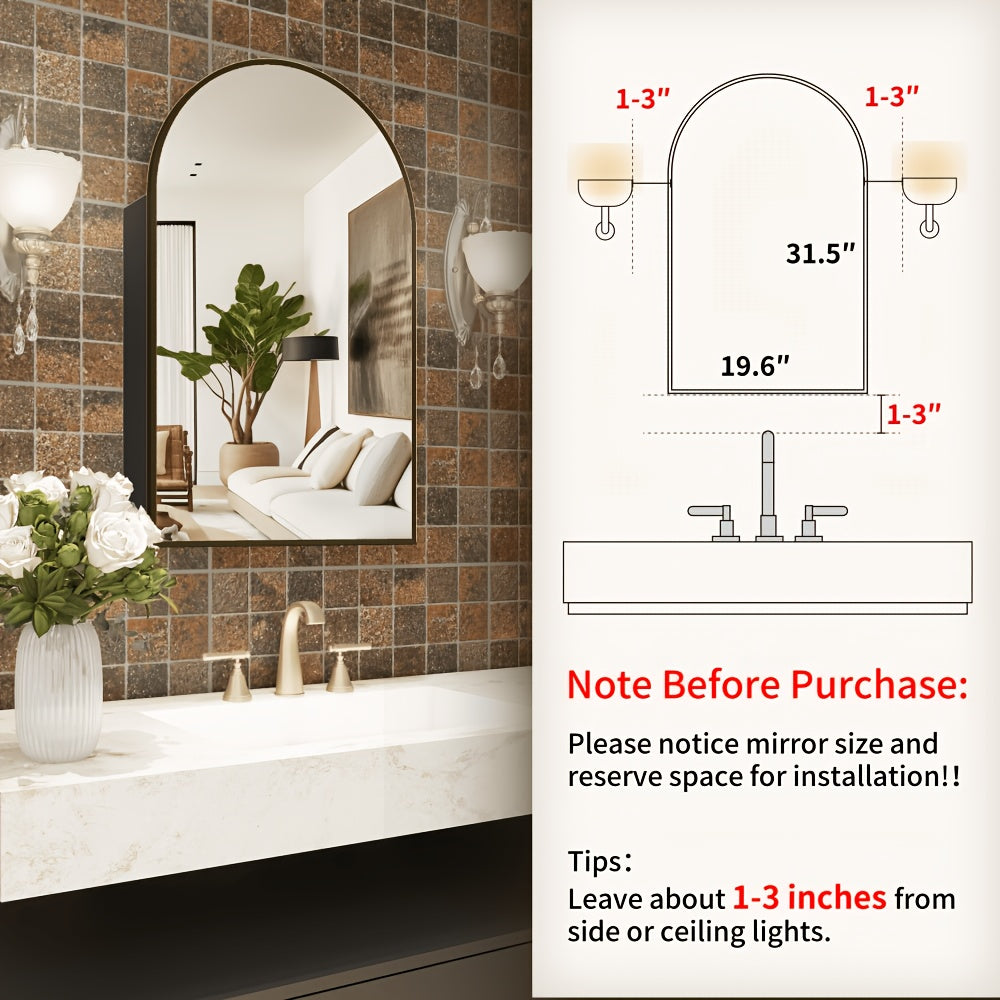 Arched High-Definition Bathroom Mirror Cabinet, 31.5\