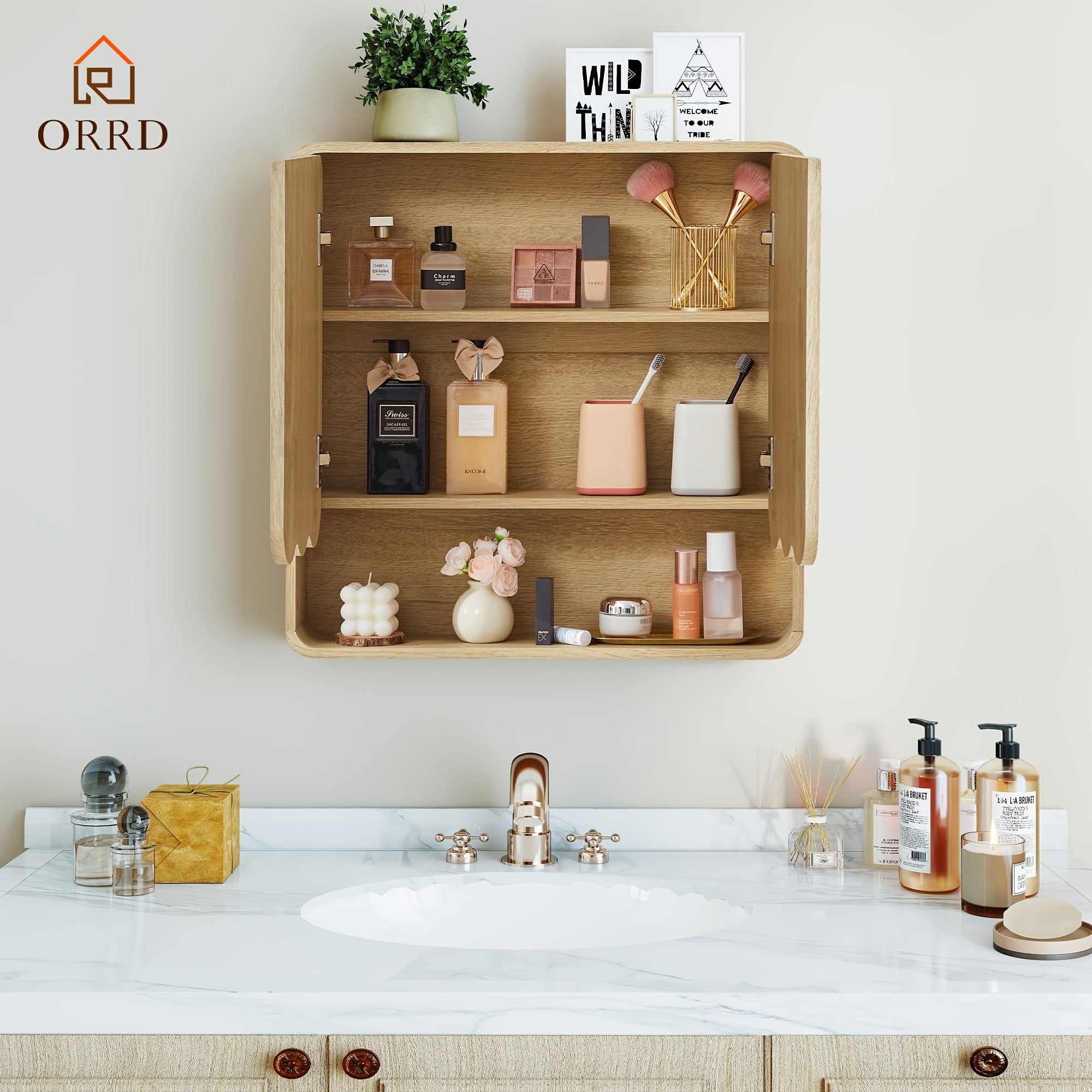 Wall-Mounted Storage Cabinet for The Bathroom, Featuring an Adjustable Shelf, Suitable for Use Over The Toilet in Bathrooms, Laundry Rooms, Kitchens, And Living Rooms