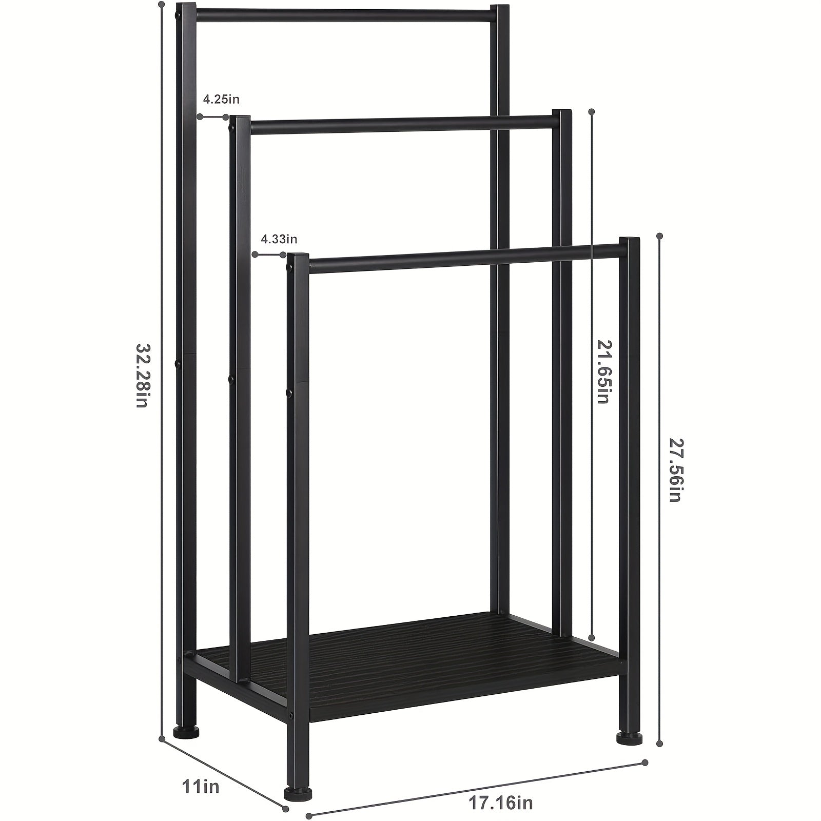 Free Standing Towel Rack, 3 Tier Towel Rack Stand, Metal Towel Racks Stand With Modern Wooden Storage Shelf, Freestanding Towel Holder Floor, Multipurpose Hand Towel Drying Holder Stand For Bathroom