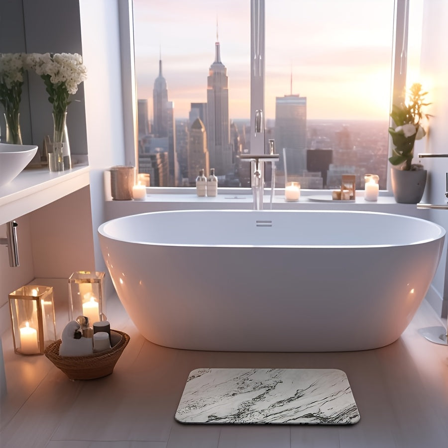 Stone Bath Mat, Diatomaceous Earth Non-Slip Stone Shower Mat - Quick Drying Absorbent Bath Stone Mat - Elegant & Modern Design, Easy To Clean (23.5 X 15 Sandstone)