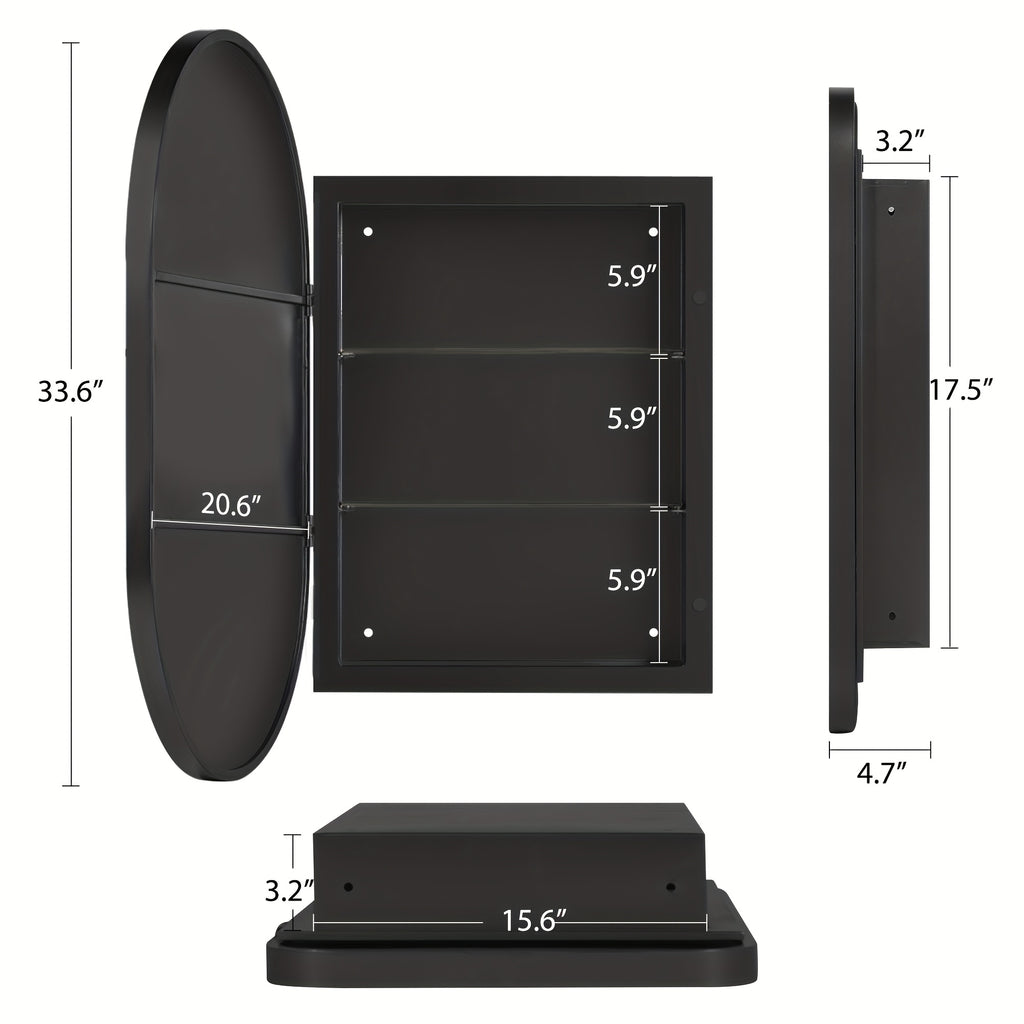 SOGES Medicine Cabinet Mirror with 2 Adjustable Storage Shelves, 34\