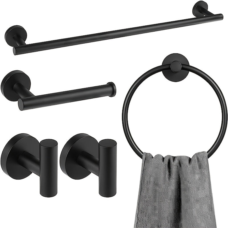 5pcs Stainless Steel Bathroom Pendant, Towel Rack Set, Bathroom Hardware Pendant Set, Bathroom Towel Bar Set