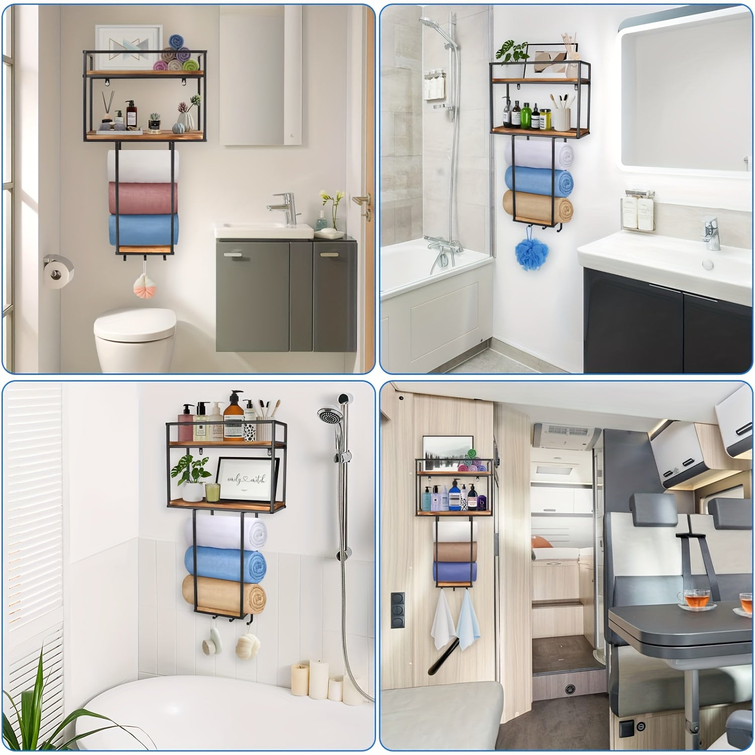 Towel Rack Wall Mounted - Space-Saving Design For Small Bathrooms - Versatile Organizer For Towels, Blankets, And More - Ideal For RVs And Hotels
