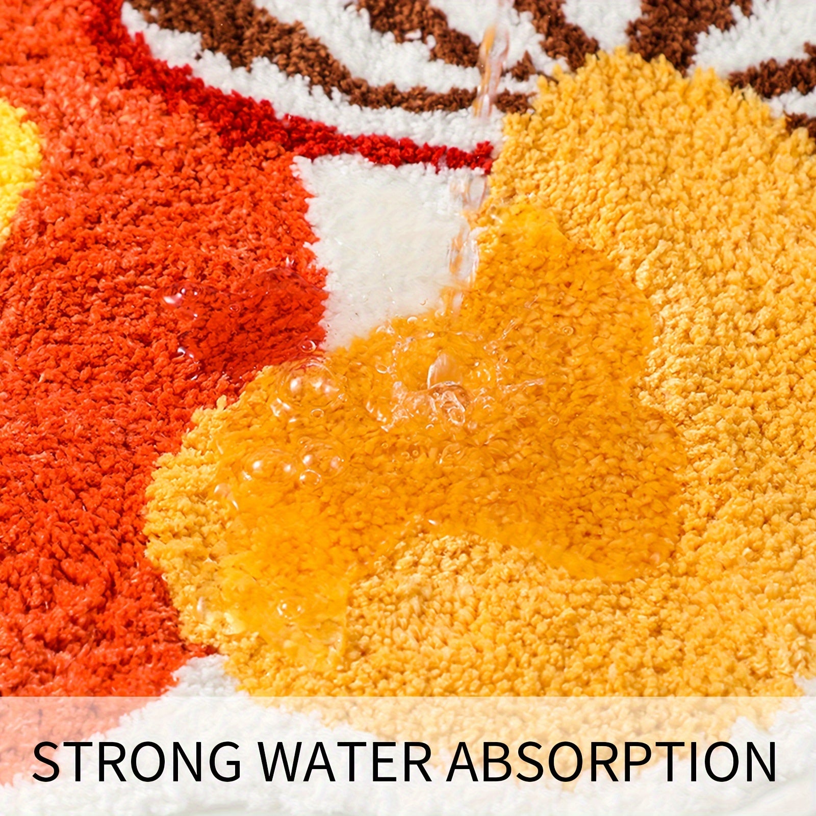 FANCGUY Non-Slip Mushroom Bath Rug - Soft & Fluffy Tufted Polyester Shower Mat, Machine Washable, Water Absorbent, Universal Holiday, Polygonal Shape, TPR Backing, Lightweight - Cute Home Decor Bathroom Accessory