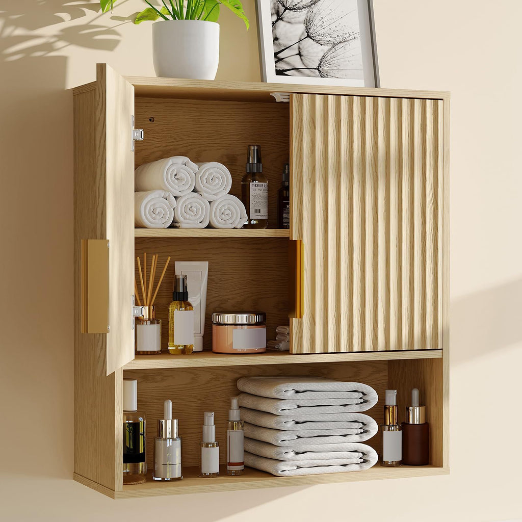 Wall Mounted Bathroom Storage Cabinet - 25x23x8 Inch Wooden Medicine Cabinet with Adjustable Shelf | Ideal for Bathroom, Kitchen, Laundry Room, and Entryway Organization