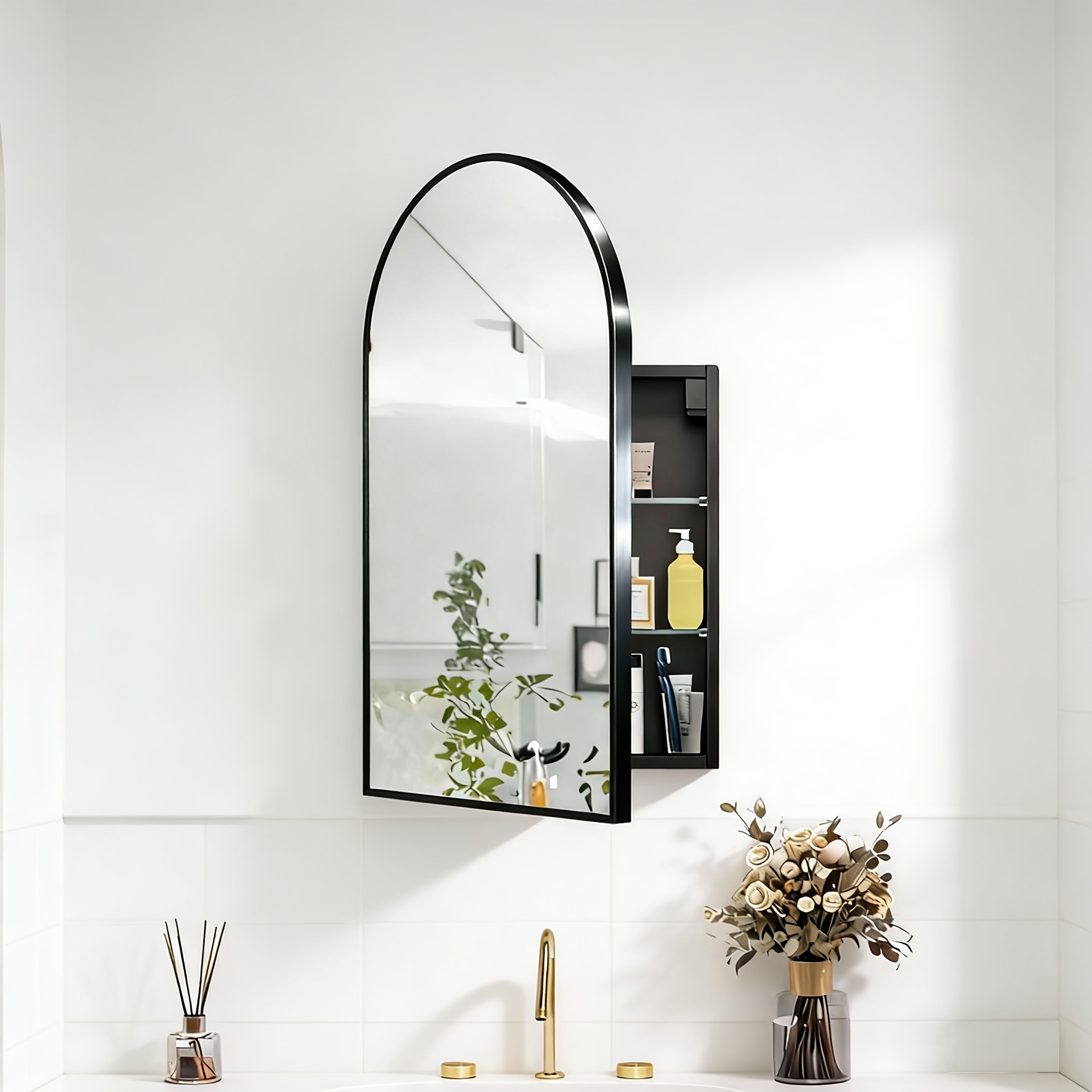 Arched High-Definition Bathroom Mirror Cabinet, 31.5\