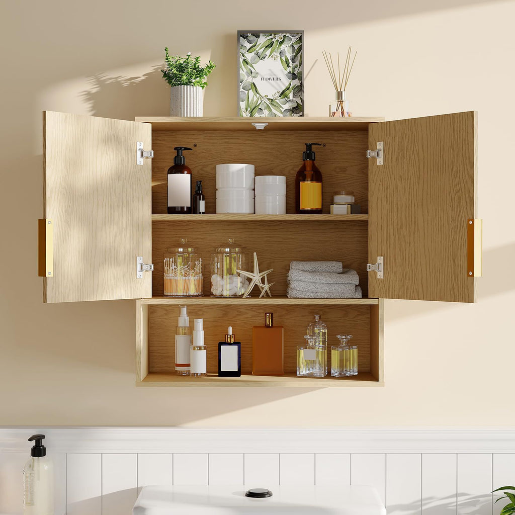 Wall Mounted Bathroom Storage Cabinet - 25x23x8 Inch Wooden Medicine Cabinet with Adjustable Shelf | Ideal for Bathroom, Kitchen, Laundry Room, and Entryway Organization