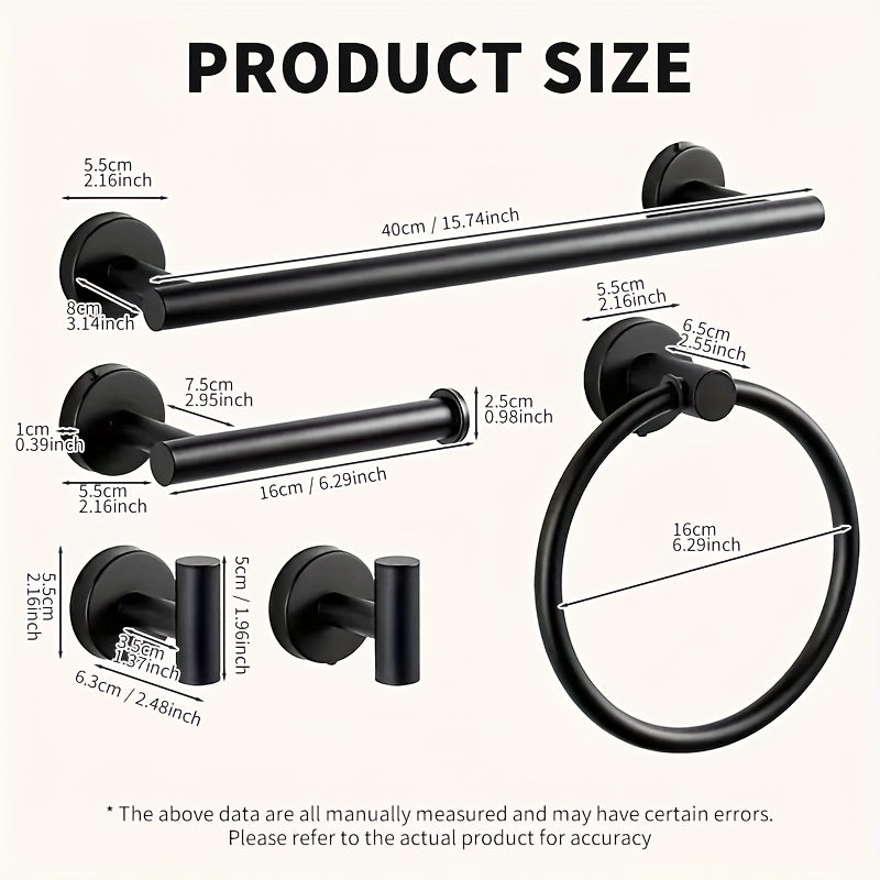 5pcs Stainless Steel Bathroom Pendant, Towel Rack Set, Bathroom Hardware Pendant Set, Bathroom Towel Bar Set