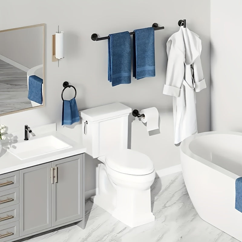 5pcs Stainless Steel Bathroom Pendant, Towel Rack Set, Bathroom Hardware Pendant Set, Bathroom Towel Bar Set