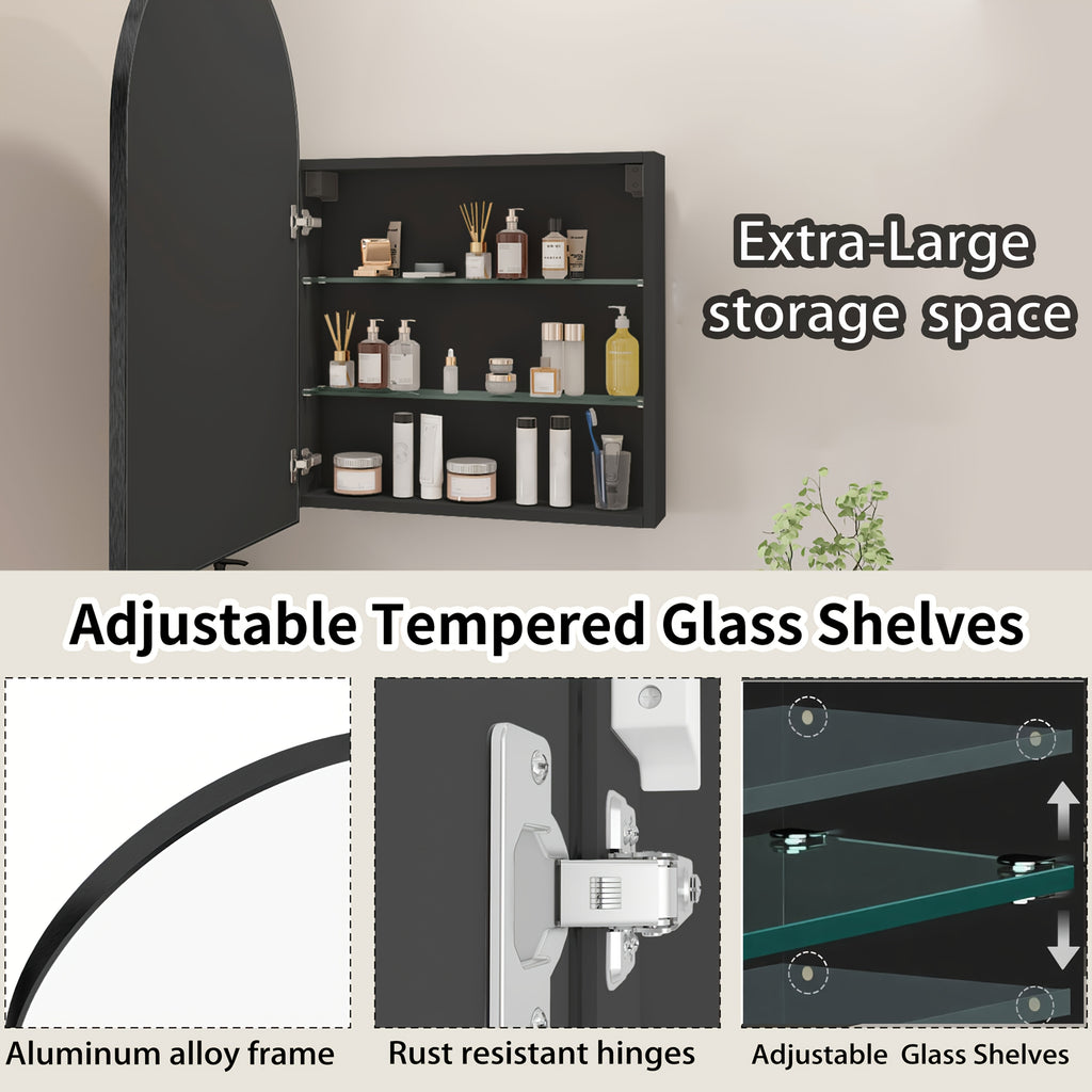 Arched High-Definition Bathroom Mirror Cabinet, 31.5\