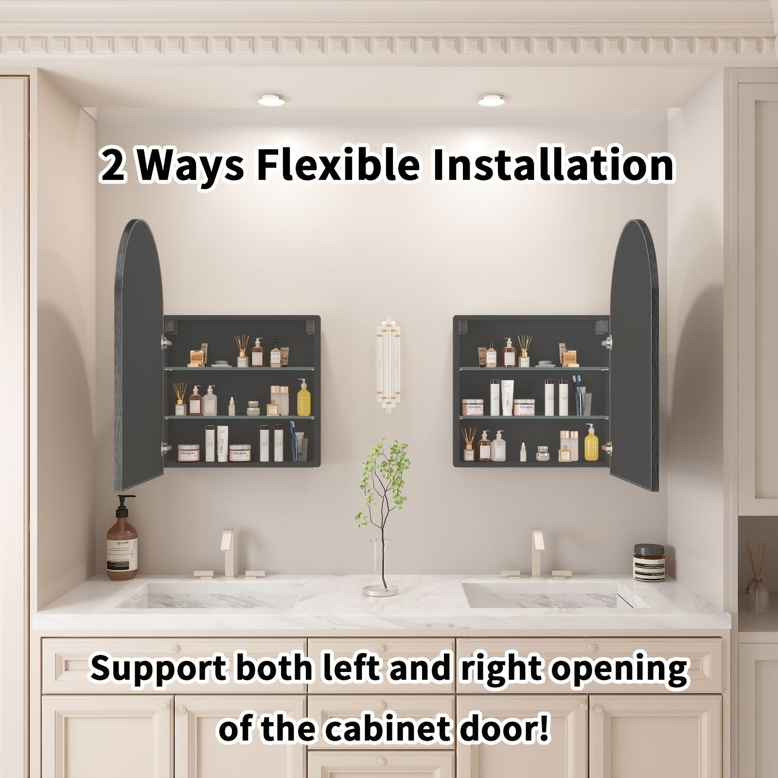 Arched High-Definition Bathroom Mirror Cabinet, 31.5\