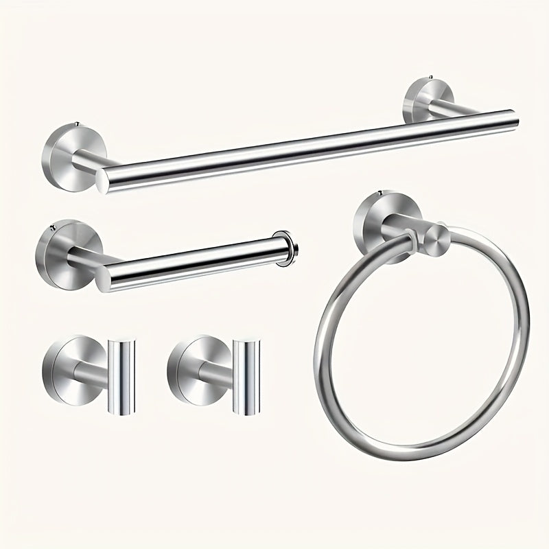 5pcs Stainless Steel Bathroom Pendant, Towel Rack Set, Bathroom Hardware Pendant Set, Bathroom Towel Bar Set