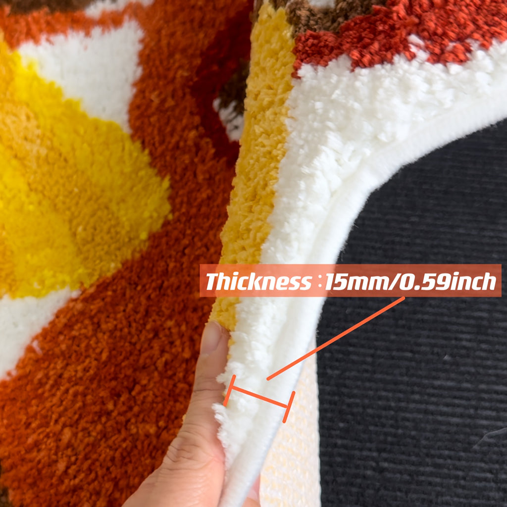 FANCGUY Non-Slip Mushroom Bath Rug - Soft & Fluffy Tufted Polyester Shower Mat, Machine Washable, Water Absorbent, Universal Holiday, Polygonal Shape, TPR Backing, Lightweight - Cute Home Decor Bathroom Accessory