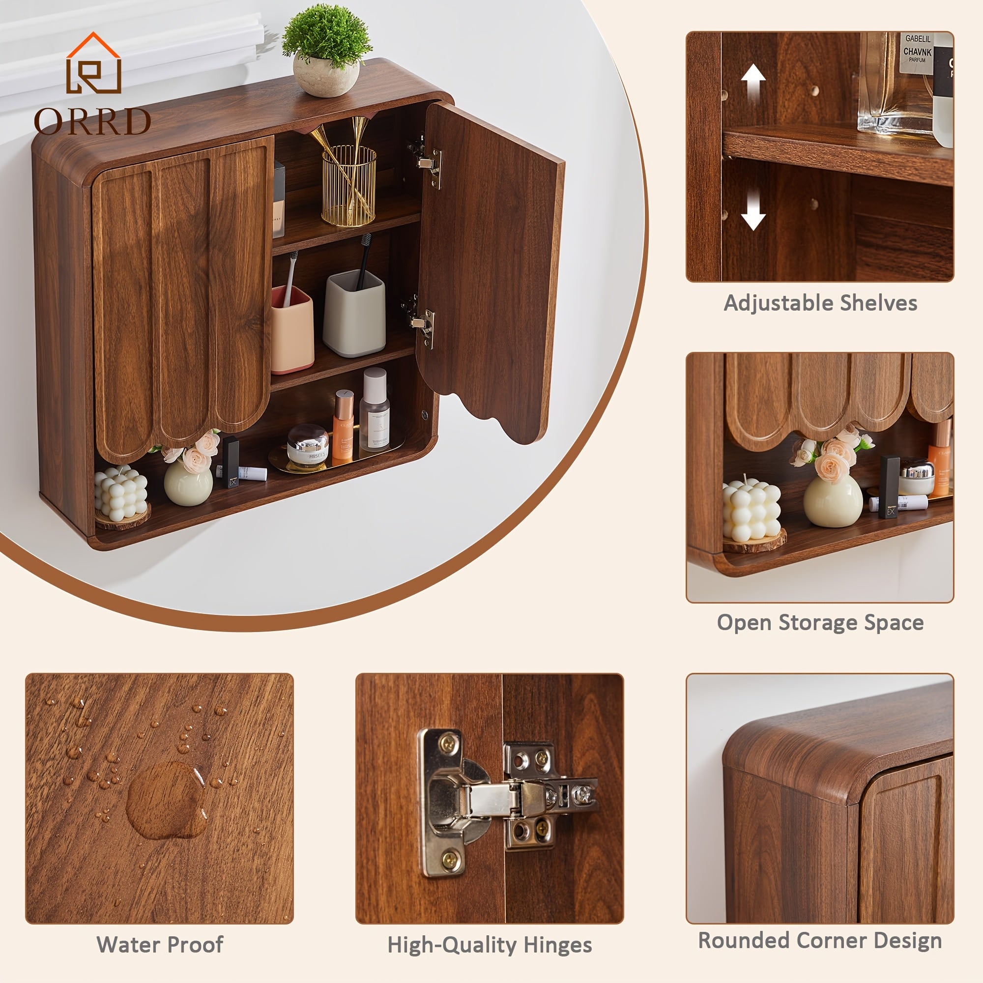 Wall-Mounted Storage Cabinet for The Bathroom, Featuring an Adjustable Shelf, Suitable for Use Over The Toilet in Bathrooms, Laundry Rooms, Kitchens, And Living Rooms