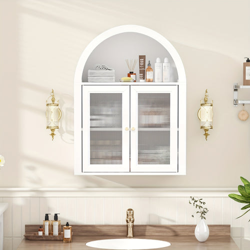 Arched Storage Cabinet Over The Toilet, Bathroom Organizers And Storage, 31 Inch Wall Mount Medicine Cabinet With Adjustable Shelf For Kitchen Pantry Cabinet, Laundry, New Type Of Glass Door